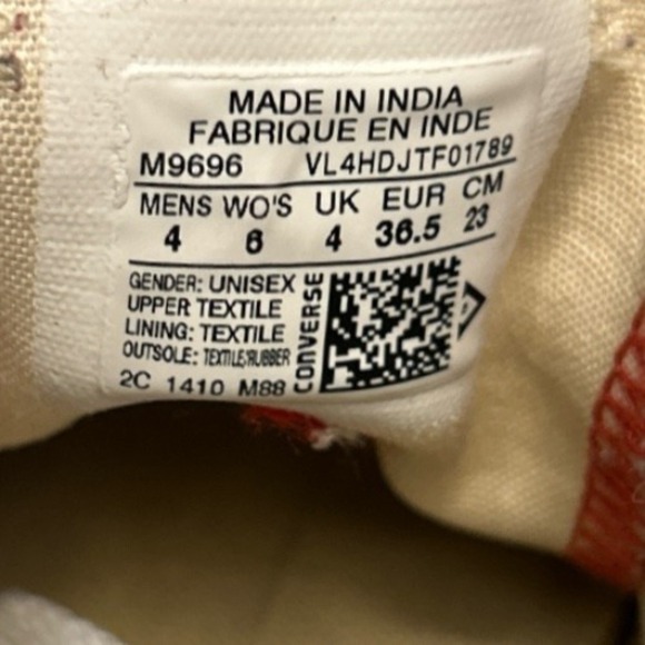 Converse All Star Sneakers Canvas Low Top Red Unisex Sz Women's 6 Men's 4 - Picture 5 of 6